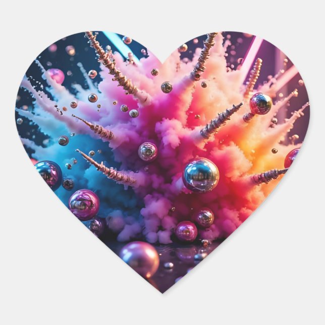 Chaotic Explosions Heart Sticker (Front)