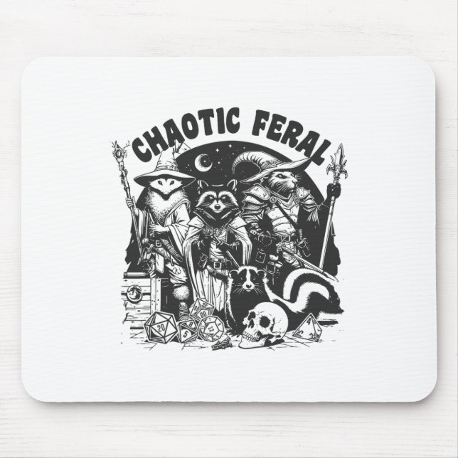 Chaotic Feral Funny Racoon Possum Skunk Boardgame Mouse Mat (Front)
