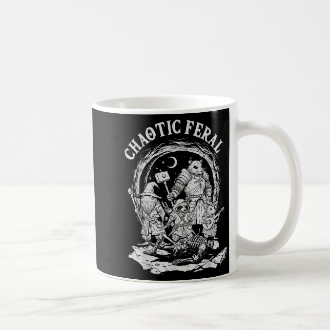 Chaotic Feral Funny Rpg Party Fantasy Animal Meme  Coffee Mug (Right)