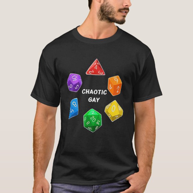 Chaotic Gay Alignment Dice D20 Nerdy Tabletop Adve T-Shirt (Front)