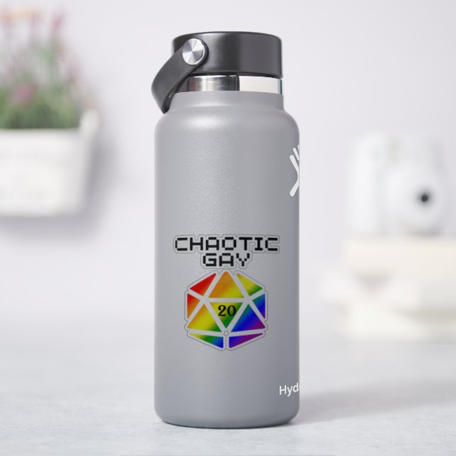 Chaotic Gay D20 – LGBTQ+ Pride DND (HydroFlask)