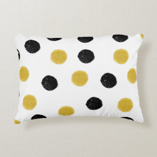 Chaotic Gold Dots: Vintage Splash. Decorative Cushion