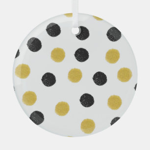 Chaotic Gold Dots: Vintage Splash. Glass Tree Decoration