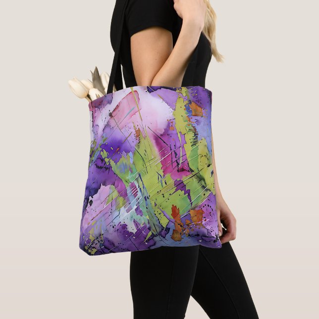 "Chaotic Harmony" Contemporary Abstract Art Tote Bag (Close Up)
