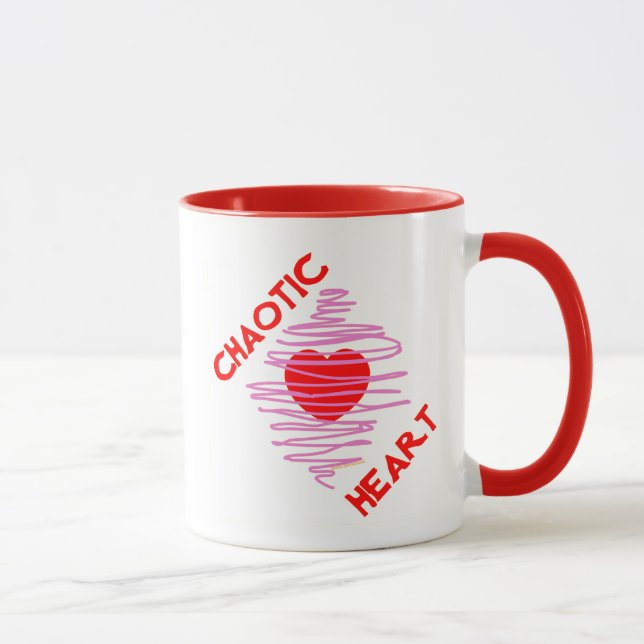 Chaotic Heart Red Love Pink Spiral Wild Romance Mug (Right)