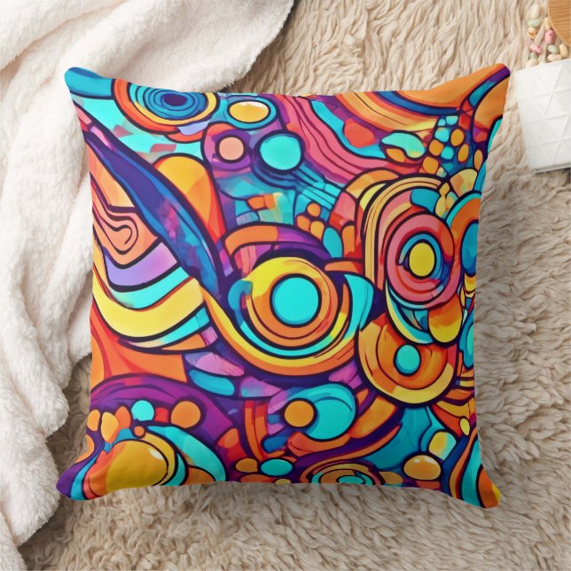 Chaotic Joyful Colour Dance Cushion (Blanket)