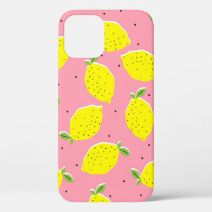 Chaotic Lemons Pink Polka: Citrus Pattern iPhone 12 Case