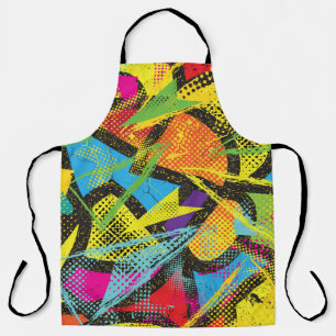 Chaotic Neon: Abstract Graffiti Pattern. Apron