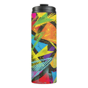 Chaotic Neon: Abstract Graffiti Pattern. Thermal Tumbler