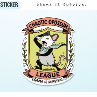 Chaotic Opossum League Crest with Funny Drama