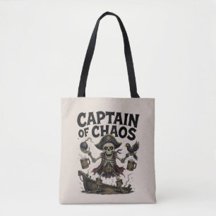 Chaotic Pirate Skeleton–Funny Cartoon Deck Design  Tote Bag
