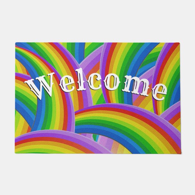 Chaotic Rainbow of Colour Welcome Mat (Front)