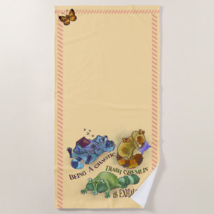 Chaotic Trash Gremlin, sleepy raccoons Beach Towel