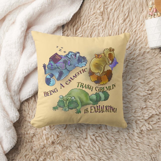 Chaotic Trash Gremlin, sleepy raccoons Cushion (Blanket)