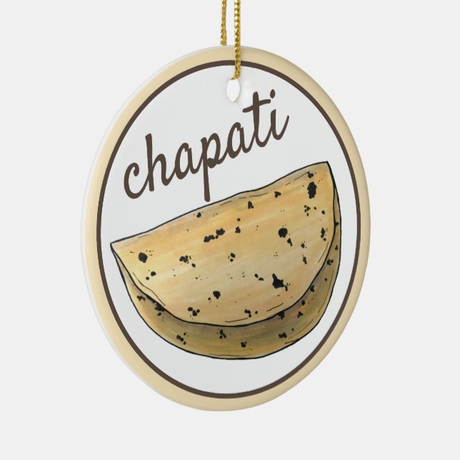 Chapati Roti Indian Food Bread Flatbread Foodie Ceramic Tree Decoration (Right)