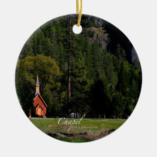 Chapel at Yosemite Ceramic Tree Decoration (Front)