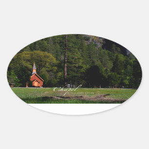 Chapel at Yosemite Oval Sticker