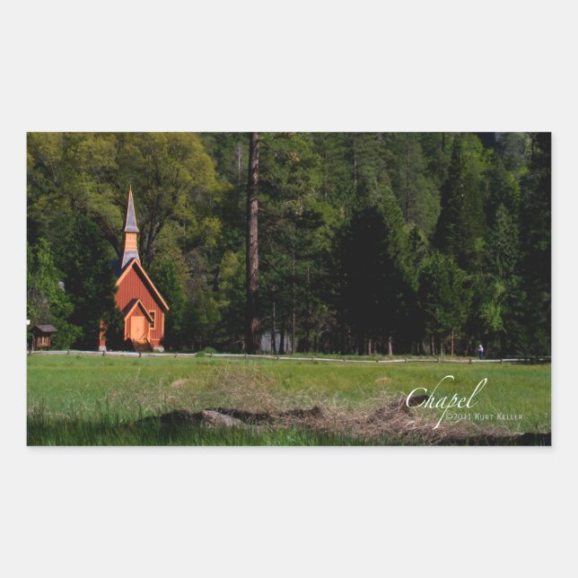 Chapel at Yosemite Rectangular Sticker (Front)