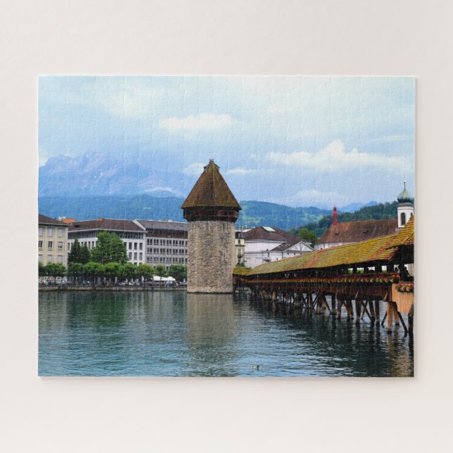 Chapel Bridge - Mt Pilatus - Luzern Switzerland Jigsaw Puzzle (Horizontal)