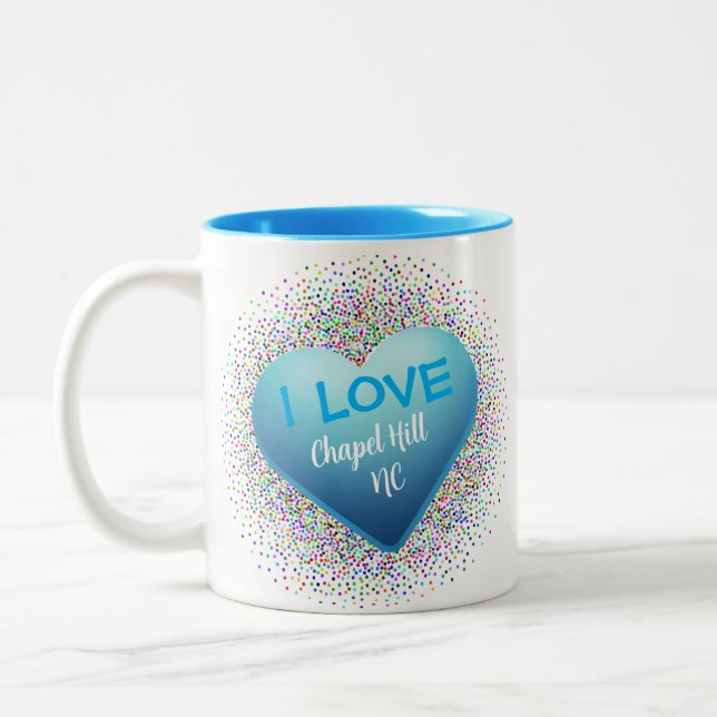 Chapel Hill Blue Heart White Coffee Mug (Left)
