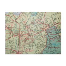 CHAPEL HILL-CARRBORO, NC Vintage Map Postcard