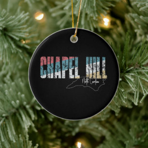 Chapel Hill North Carolina Cool Retro Weathered Ceramic Tree Decoration