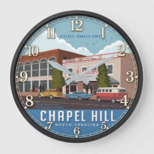 Chapel Hill North Carolina Historic Travel Poster Large Clock