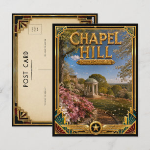 Chapel Hill North Carolina Vintage Art Deco Golden Postcard
