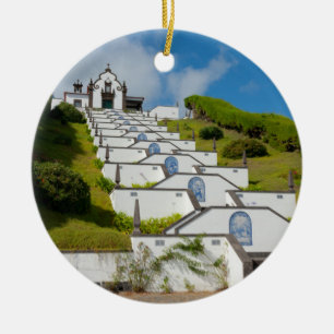 Chapel in Azores islands Ceramic Tree Decoration
