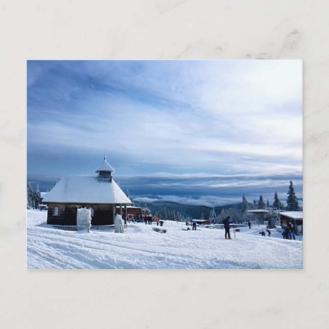 Chapel in the Alps Snow Mountain Postcard (Front)