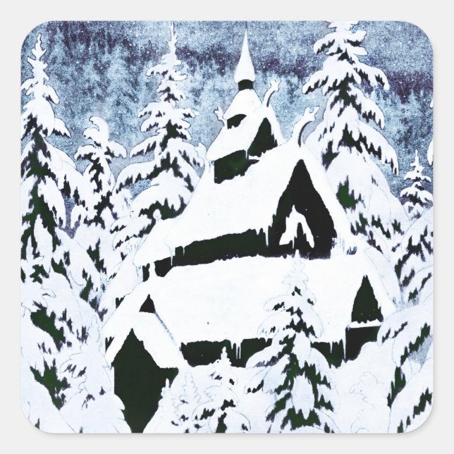 Chapel in the Snow Square Sticker (Front)