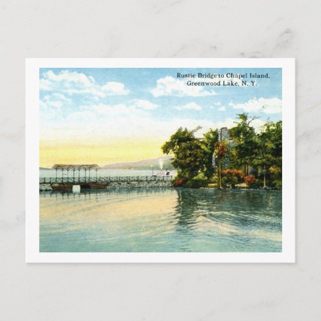 Chapel Island, Greenwood Lake, NY 1916 Vintage Postcard (Front)
