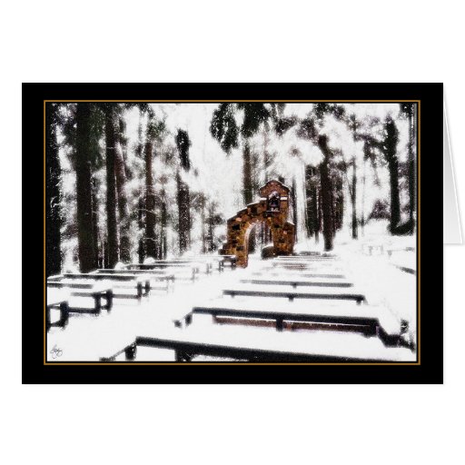Image of Chapel of the Woods in a Snowy Glow Card