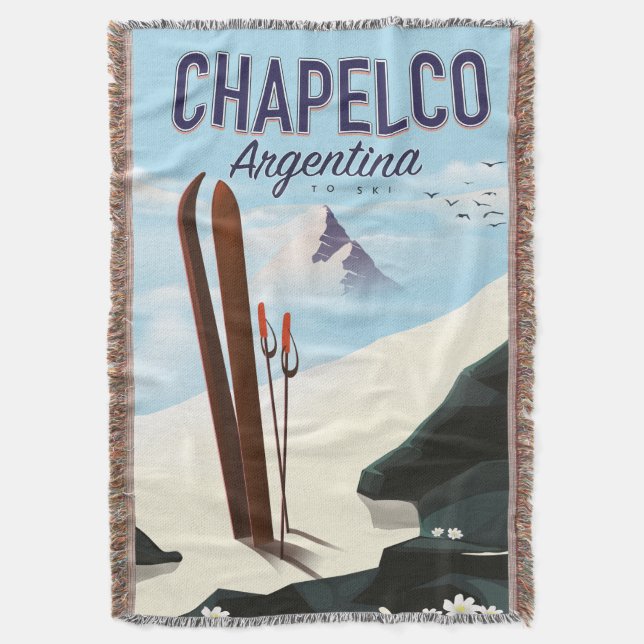 Chapelco Argentina to Ski Throw Blanket (Front Vertical)