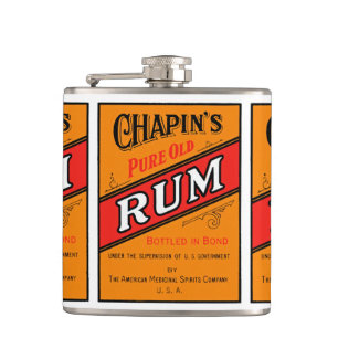 Chapins Pure Old Rum Label Hip Flask