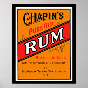 Chapins Pure Old Rum Label Poster