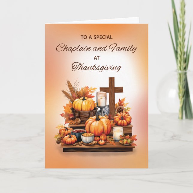 Chaplain and Family Thanksgiving Crucifix Candle Card (Front)