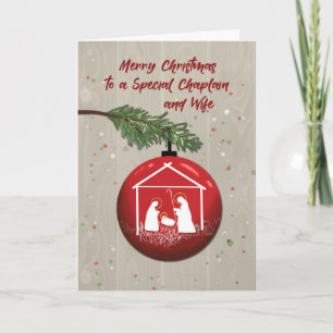 Chaplain and Wife Christmas Ornament with Manger Card