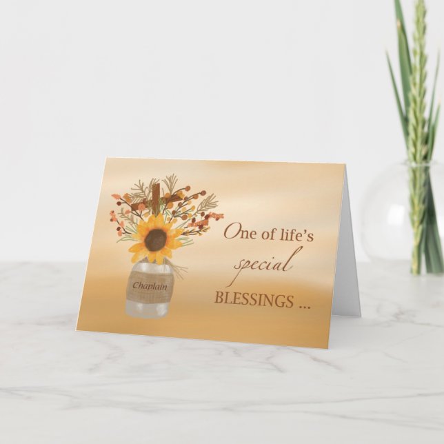 Chaplain Blessings at Thanksgiving Sunflower Vase Card (Front)