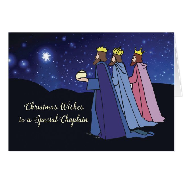Chaplain Christmas Wishes Three Kings at Night (Front Horizontal)