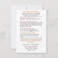 Chaplet Divine Mercy Prayer Card