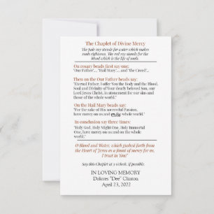 Chaplet Divine Mercy Prayer Card