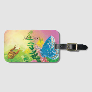 Chapman's Blue Butterfly & Ant & Snail Motif Luggage Tag