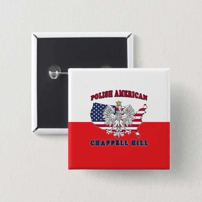 Chappell Hill Texas Polish American 15 Cm Square Badge (Front & Back)