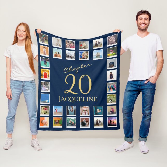 Chapter 20 Blue Gold 20th Birthday Photo Fleece Blanket (In Situ)