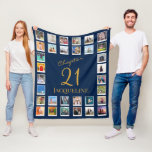Chapter 21 Blue Gold 21st Birthday Photo Fleece Bl Blanket<br><div class="desc">A unique fleece blanket gift to make that birthday special. Add those favourite photos using our simple template.</div>