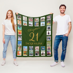 Chapter 21 Green Gold 21st Birthday Photo Fleece Blanket