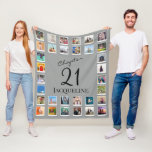 Chapter 21 Grey Black 21st Birthday Photo Fleece Blanket<br><div class="desc">A unique fleece blanket gift to make that birthday special. Add those favourite photos using our simple template.</div>