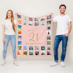 Chapter 21 Pink Gold 21st Birthday Photo Fleece Blanket<br><div class="desc">A unique fleece blanket gift to make that birthday special. Add those favourite photos using our simple template.</div>