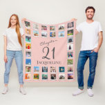 Chapter 21 Pink Grey 21st Birthday Photo Fleece Blanket<br><div class="desc">A unique fleece blanket gift to make that birthday special. Add those favourite photos using our simple template.</div>